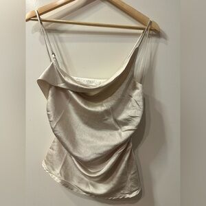 Astr Satin Cowl Neck Camisole in Soft Champagne